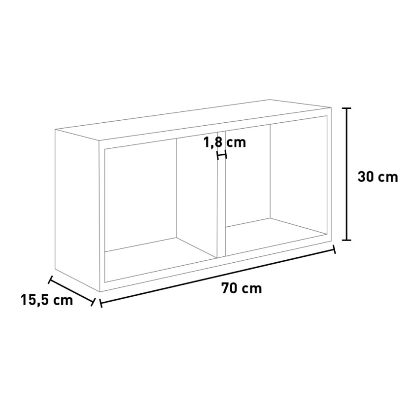 Morgana Modern 2-Compartment Rectangular Wall Cube Shelf — 4