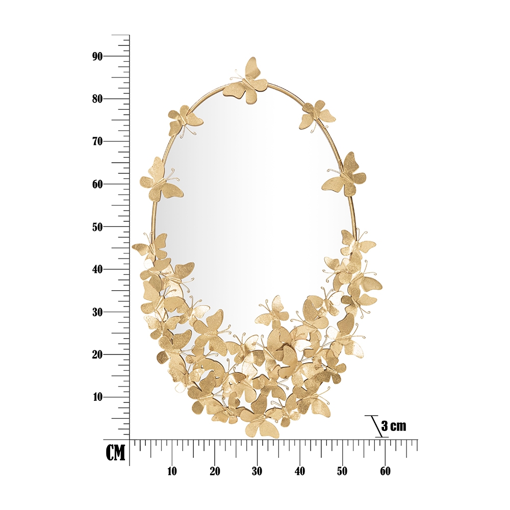 Butterfly Wind Gold Oval Wall Mirror with Decorative Butterflies — 6