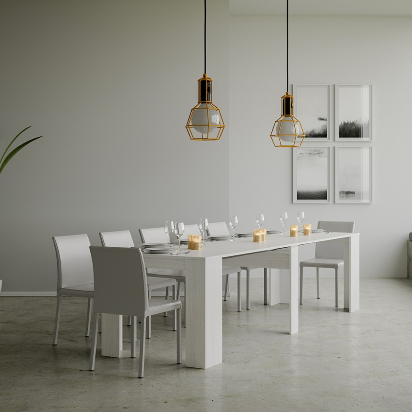 Extendable console dining table 90x48-308cm white wood Basic — 3