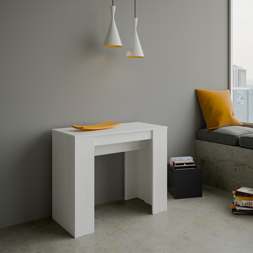 Extendable console dining table 90x48-308cm white wood Basic — 4
