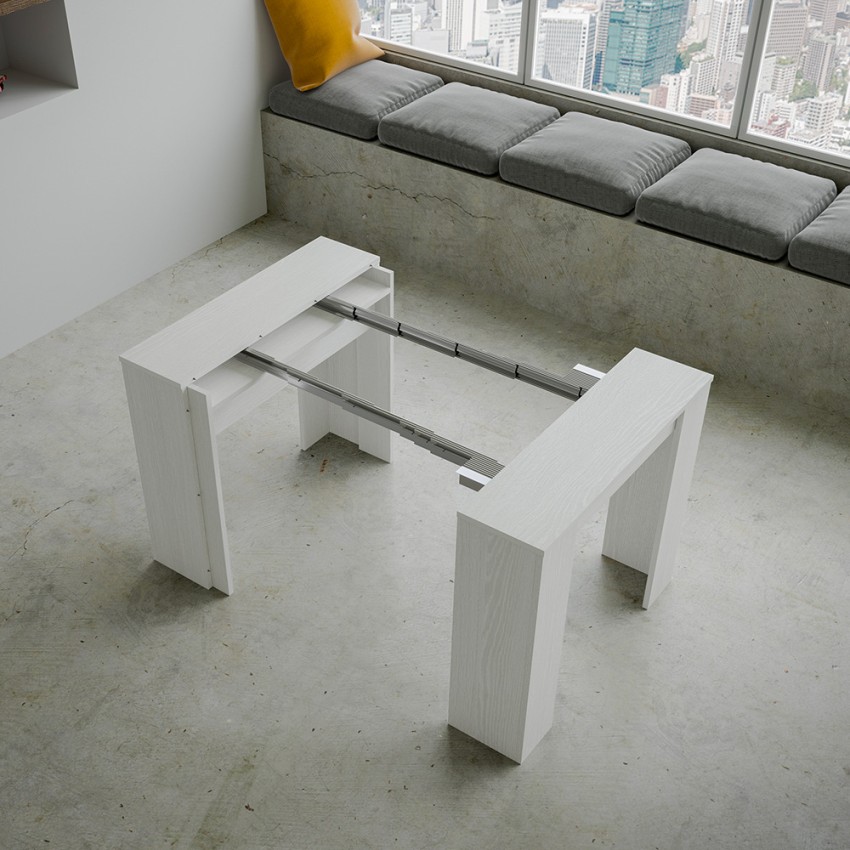 Extendable console dining table 90x48-308cm white wood Basic — 5