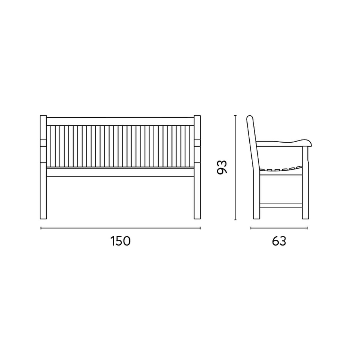 3-Seater Teak Garden Bench Kedels Lampedusa BE 510 — 5