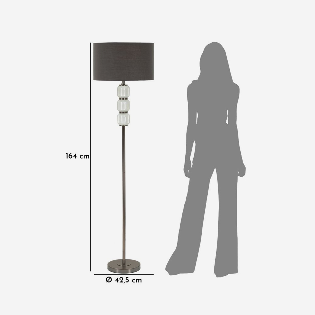 Bright One modern floor lamp with glass and Tessuto shade — 3