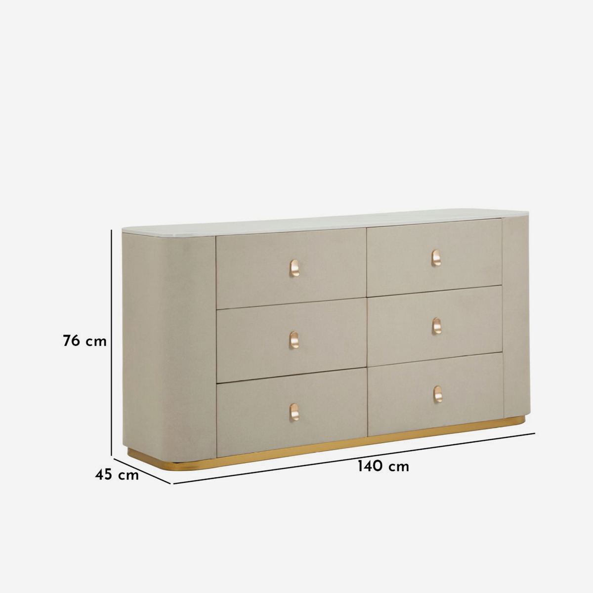 Beauty 6-Drawer Dresser Faux Leather & Marble Effect — 6