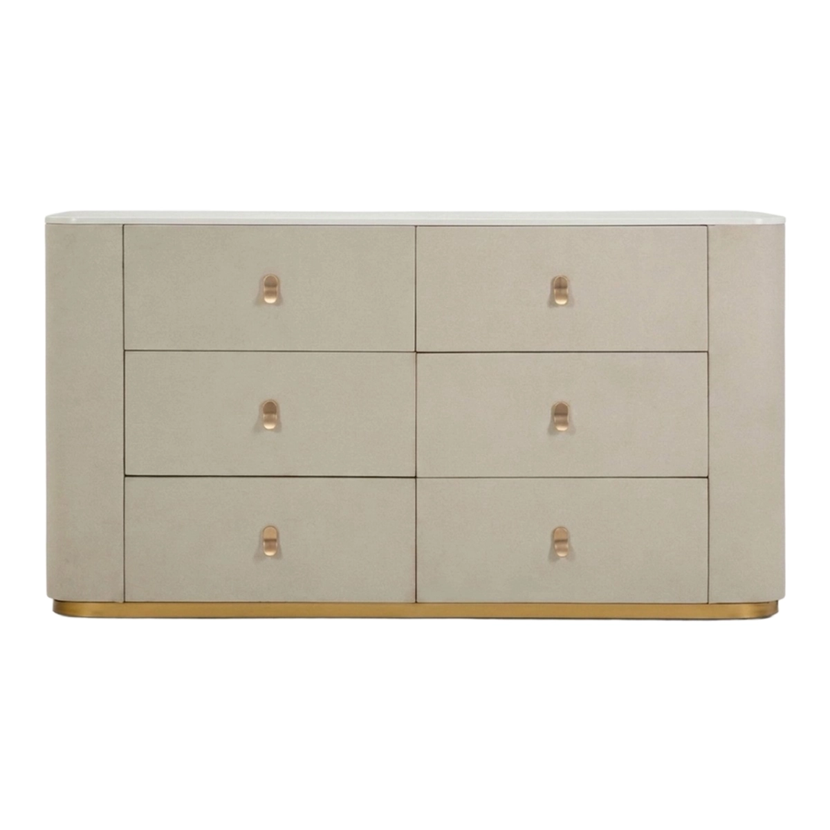 Beauty 6-Drawer Dresser Faux Leather & Marble Effect — 8