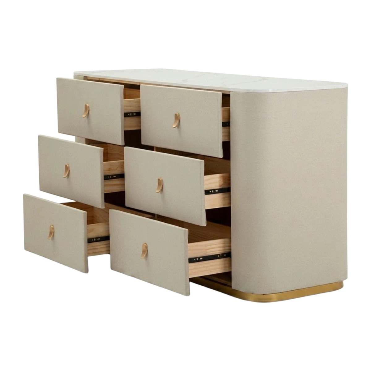 Beauty 6-Drawer Dresser Faux Leather & Marble Effect — 7