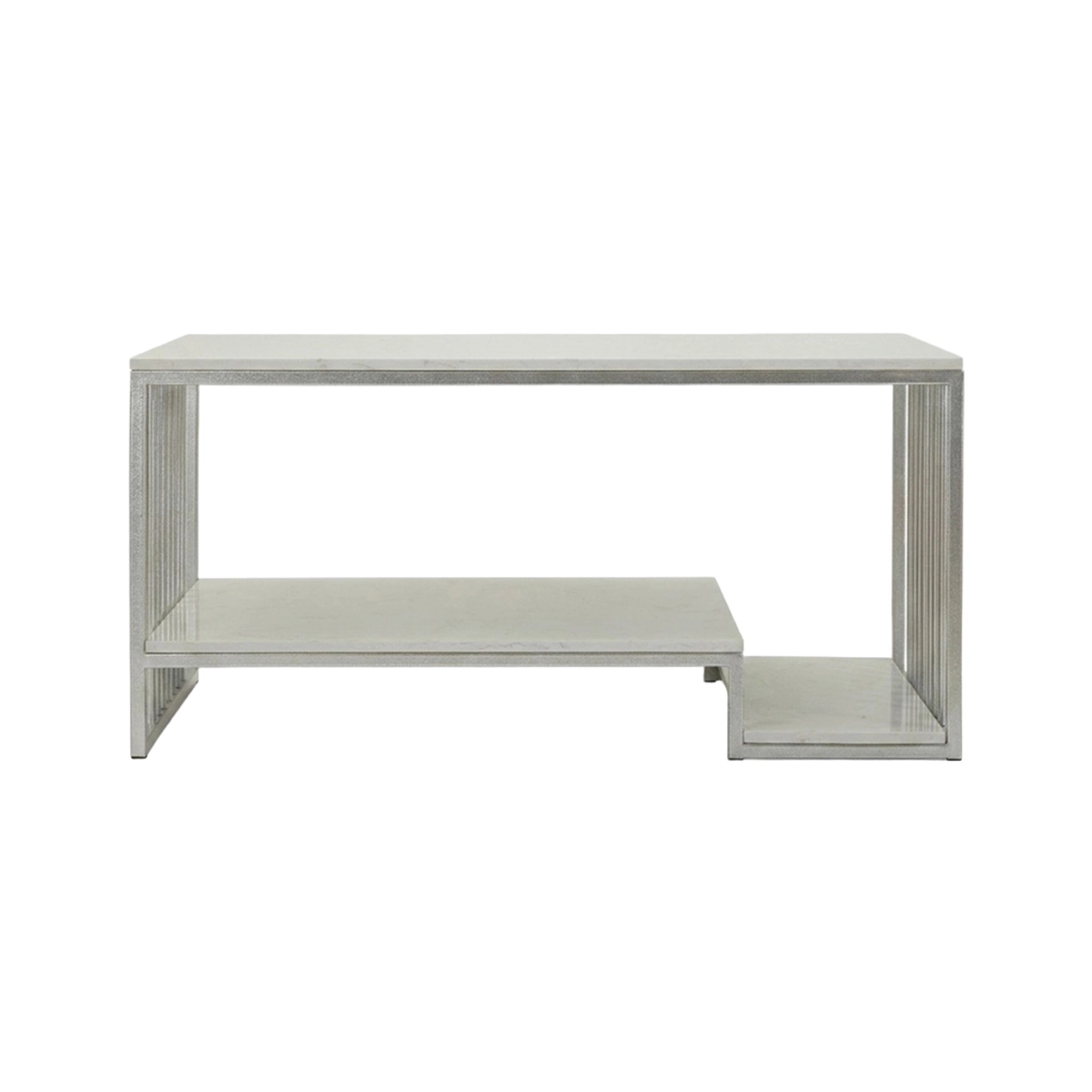 Kayseri 2-Tier Rectangular Marble-Effect Coffee Table — 4