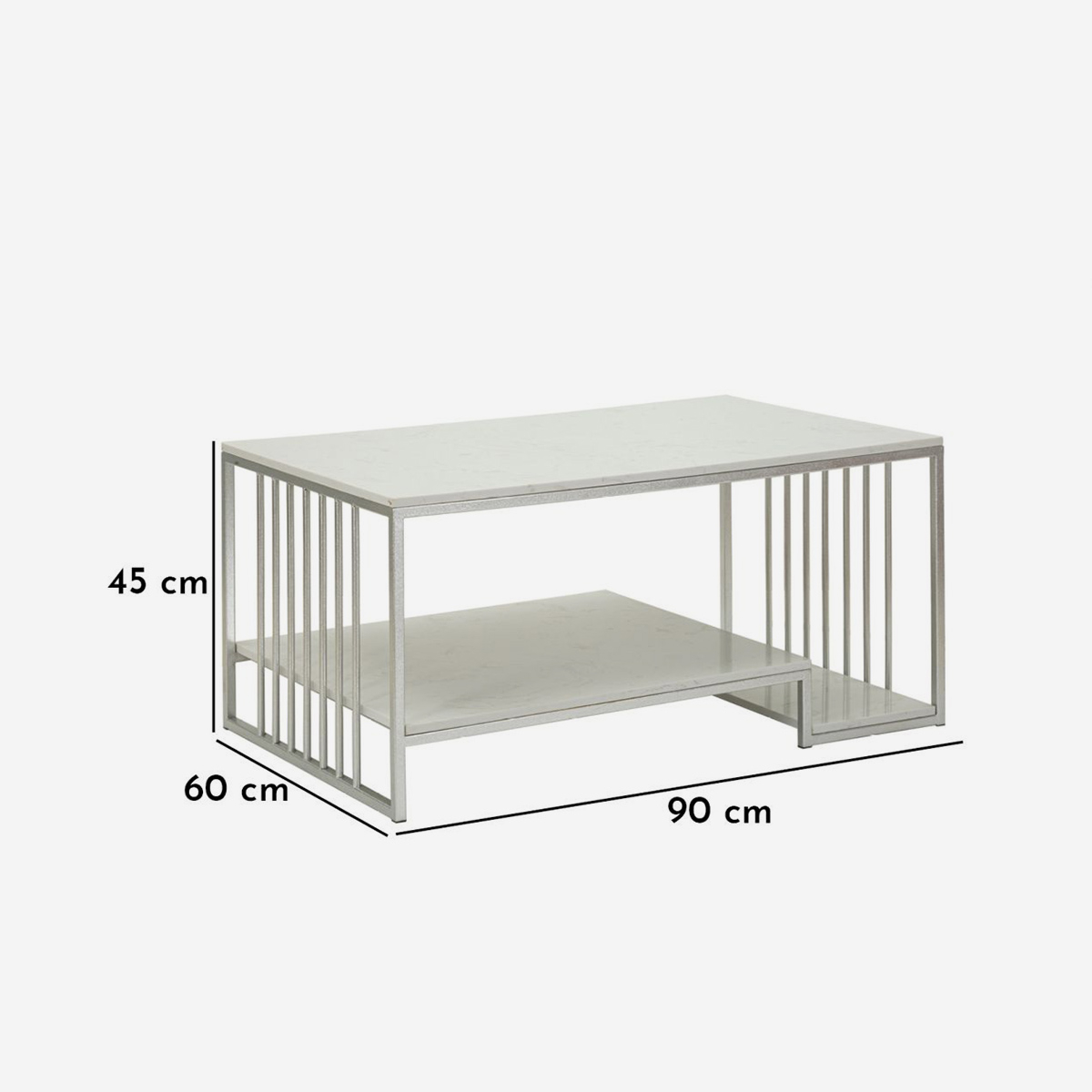 Kayseri 2-Tier Rectangular Marble-Effect Coffee Table — 3