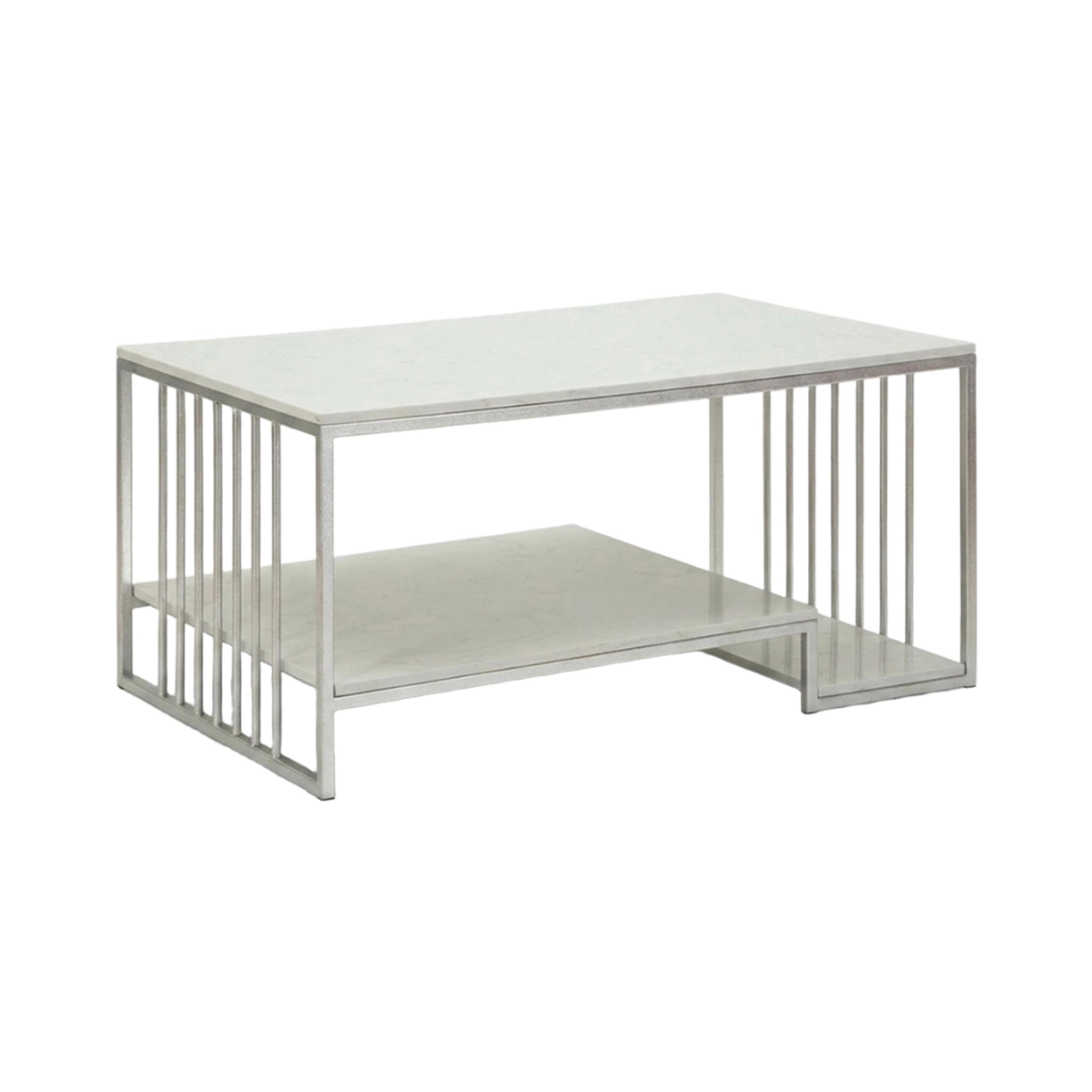 Kayseri 2-Tier Rectangular Marble-Effect Coffee Table — 1