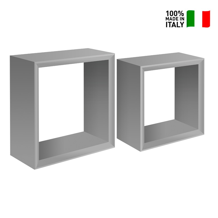 Set of 2 modern cube wall shelves Ginevra by AHD — 3