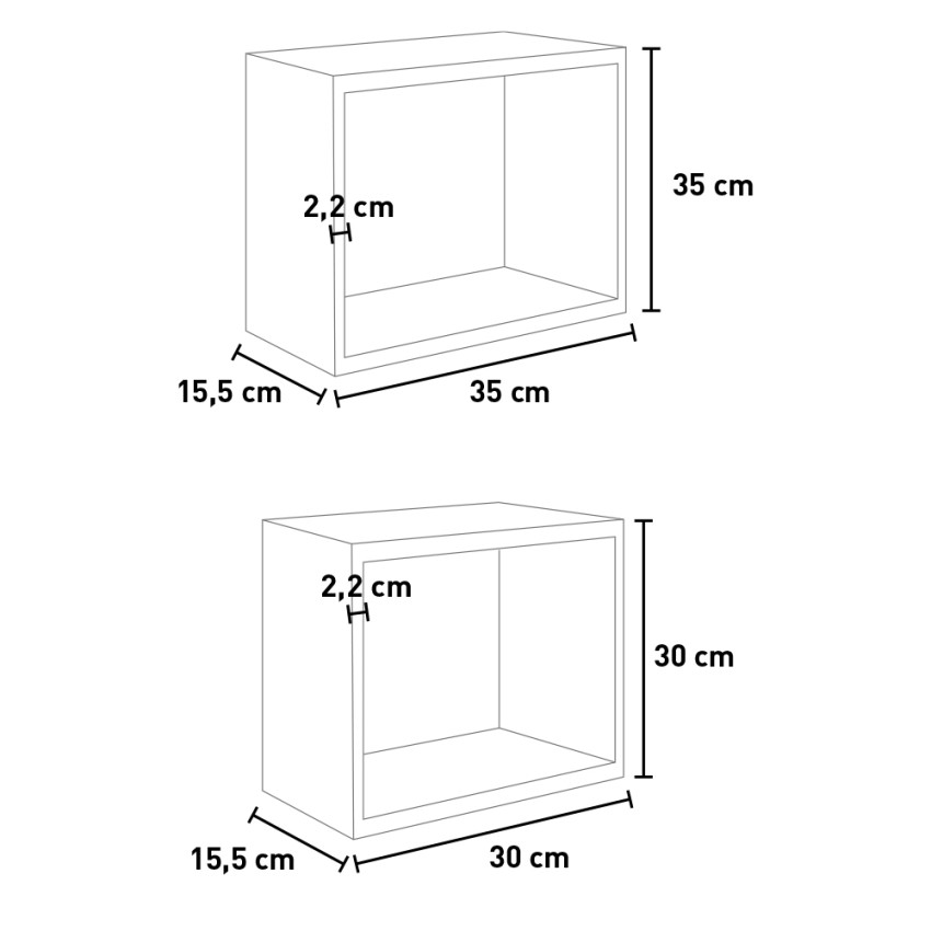 Set of 2 modern cube wall shelves Ginevra by AHD — 4