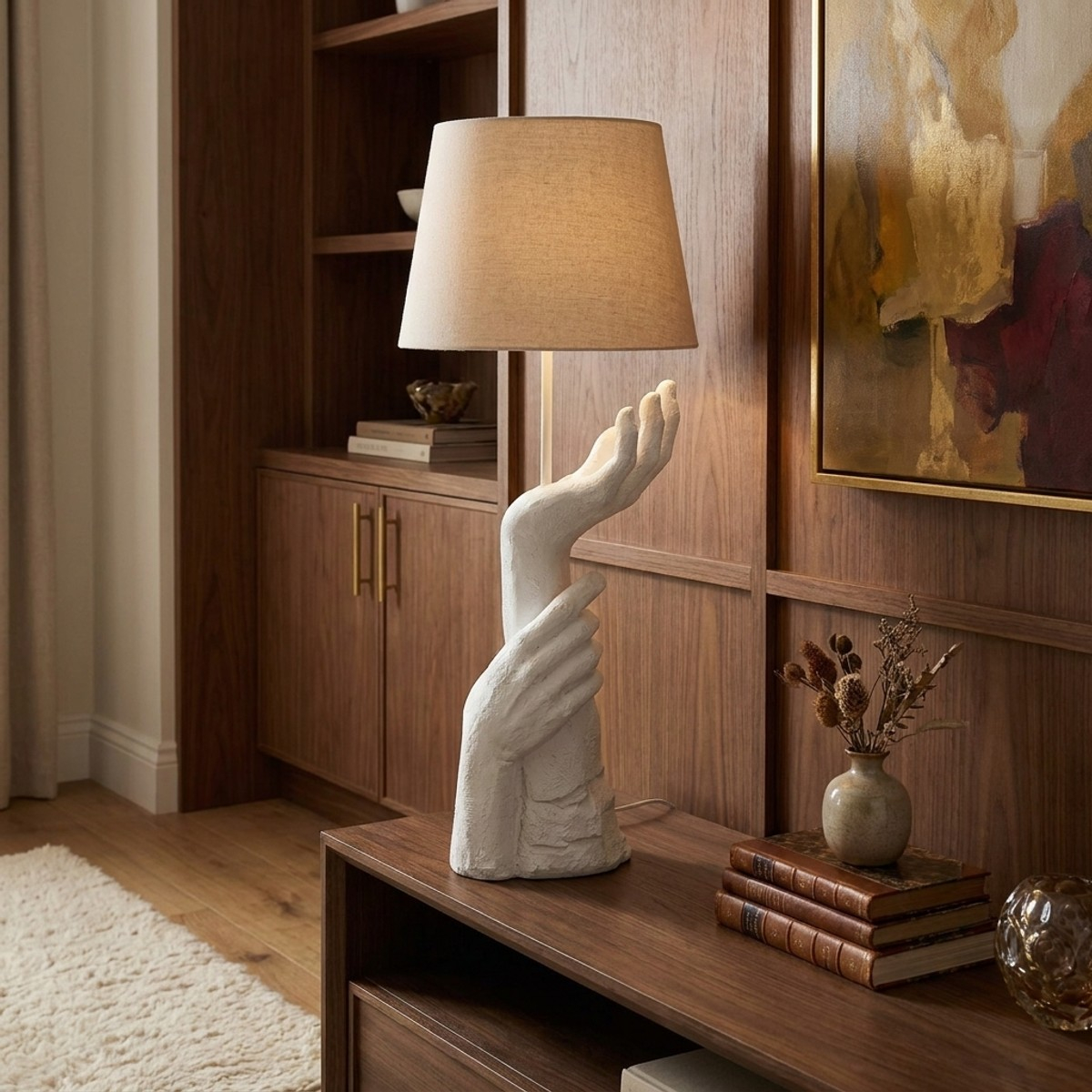 Life Sculptural Table Lamp in Polyresin and Tessuto — 2