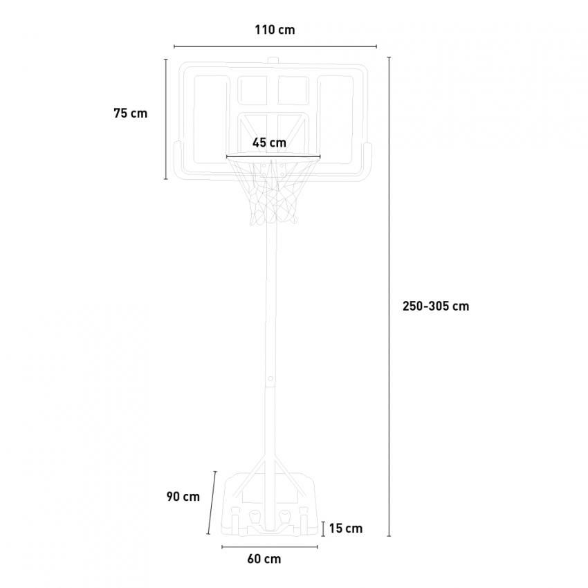 Adjustable Portable Basketball Hoop 250-305 cm NY PlayTown — 7