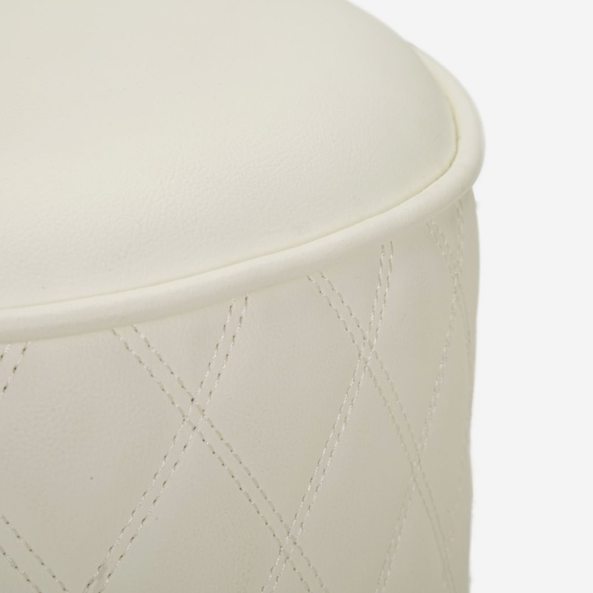 Sharon Round Tufted Ottoman with Gold Metal Base — 5