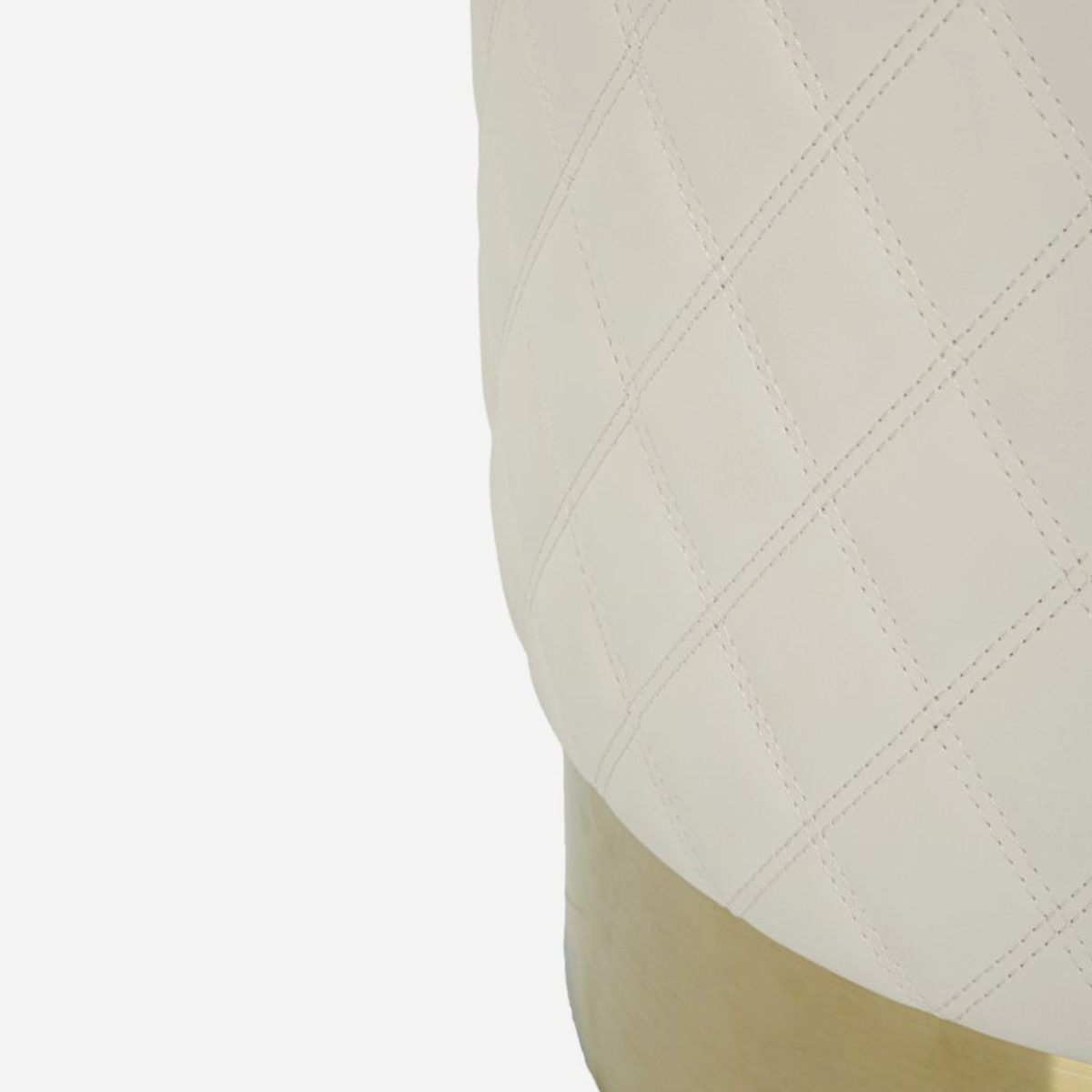 Sharon Round Tufted Ottoman with Gold Metal Base — 3