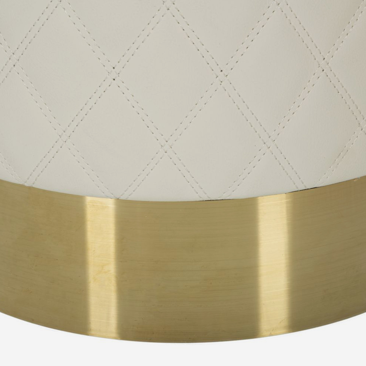 Sharon Round Tufted Ottoman with Gold Metal Base — 4