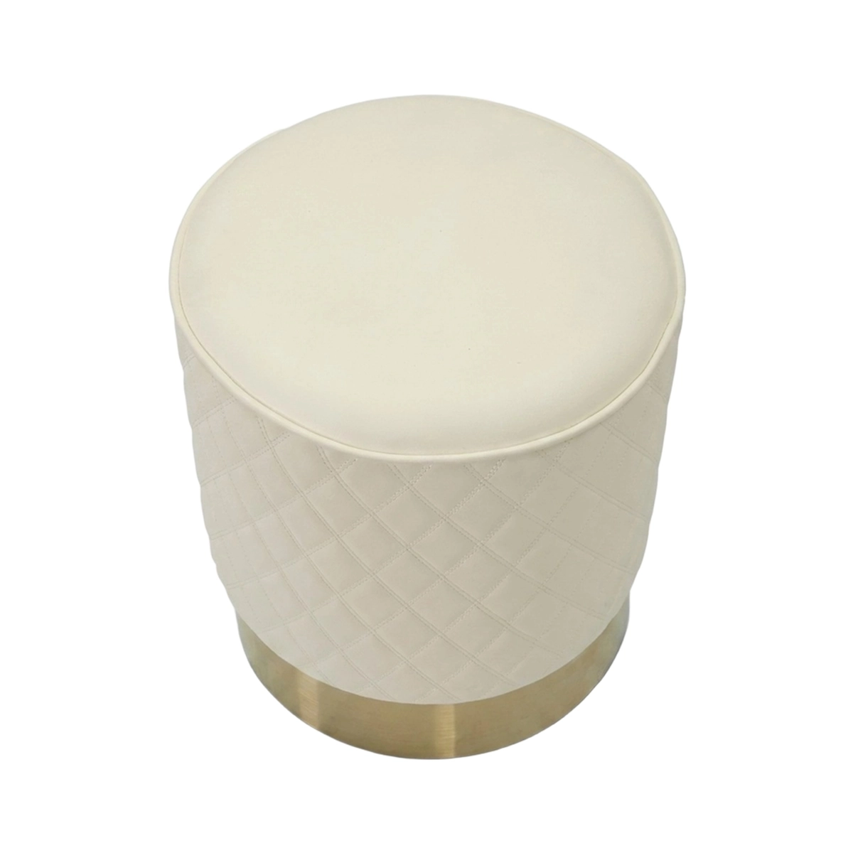 Sharon Round Tufted Ottoman with Gold Metal Base — 7