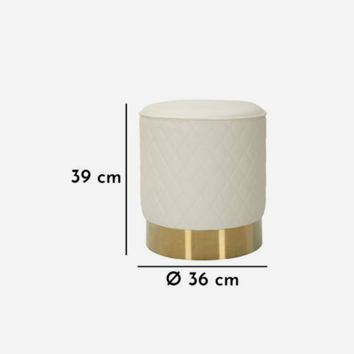 Sharon Round Tufted Ottoman with Gold Metal Base — 6