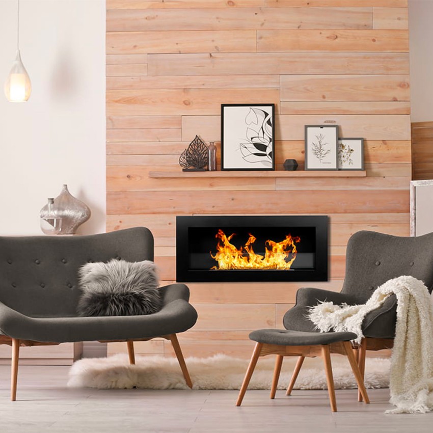Divina Fire Livorno Nero Wall Mounted Recessed Bioethanol Fireplace — 3