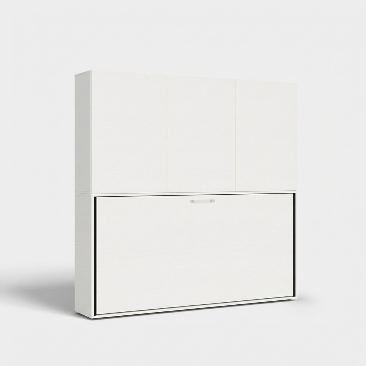 Kando D Single Foldaway Wall Bed with Overhead Wardrobe Ash White — 3