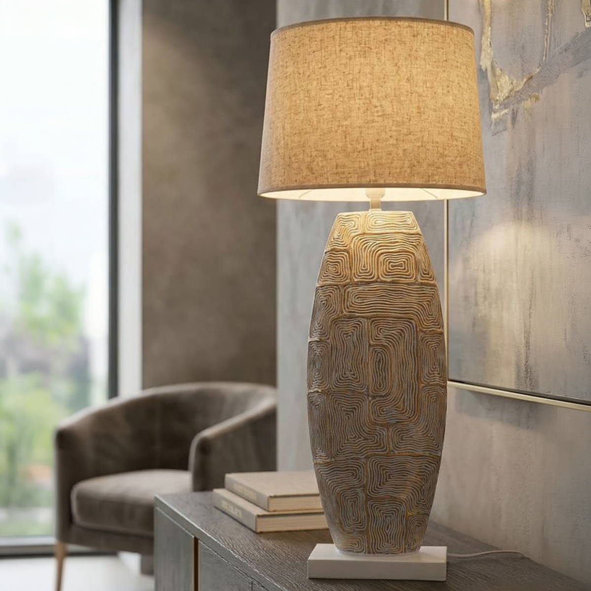 Eclips Tower Elegant Table Lamp in Polyresin and Iron 90 cm — 2