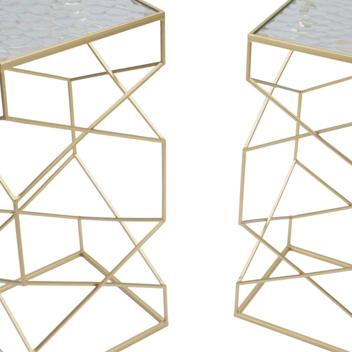 Set of 2 square iron and glass side tables Glassy S — 6