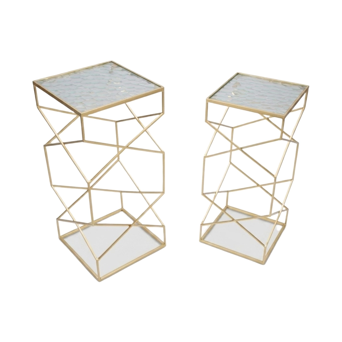 Set of 2 square iron and glass side tables Glassy S — 5
