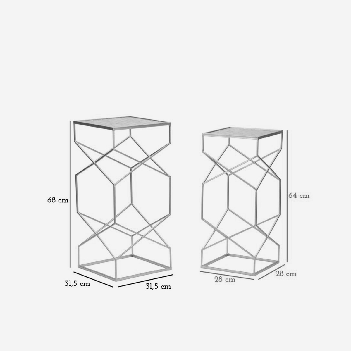 Set of 2 square iron and glass side tables Glassy S — 3