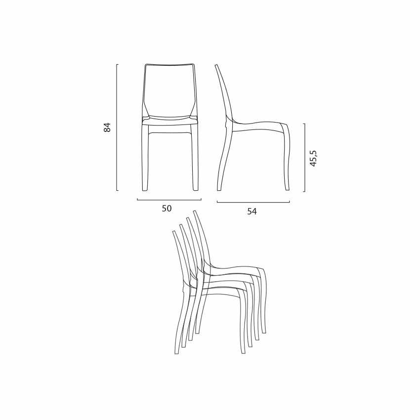 Square Black Table 70x70 cm and 2 Chairs Trasparenti Cristal Light Balcony — 6