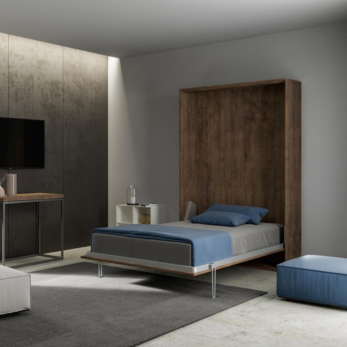 Kentaro Foldaway Small Double Bed 120x190 Walnut Itamoby — 2
