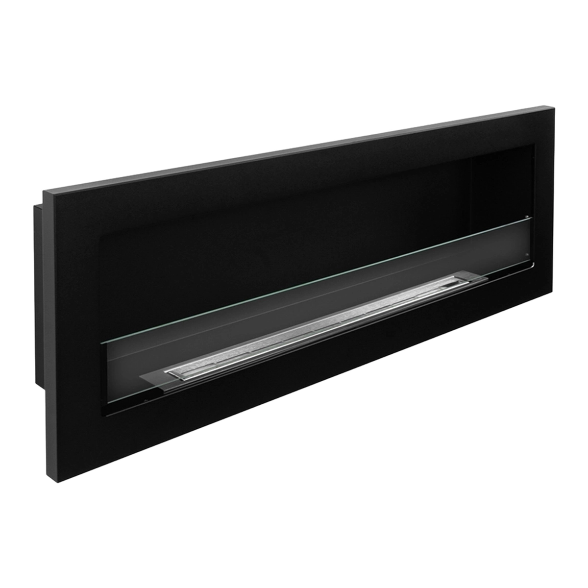 Wall-Mounted and Recessed Bioethanol Fireplace 120x40 cm in Black Steel — 5