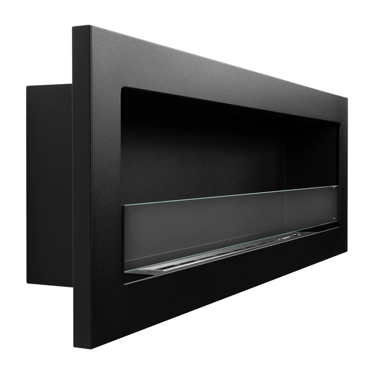 Wall-Mounted and Recessed Bioethanol Fireplace 120x40 cm in Black Steel — 6