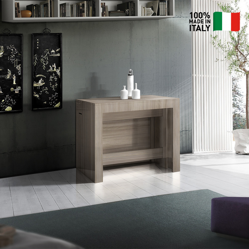 Extendable Dining Console Table 90x51-300cm Elm Wood Pratika Pearl — 3