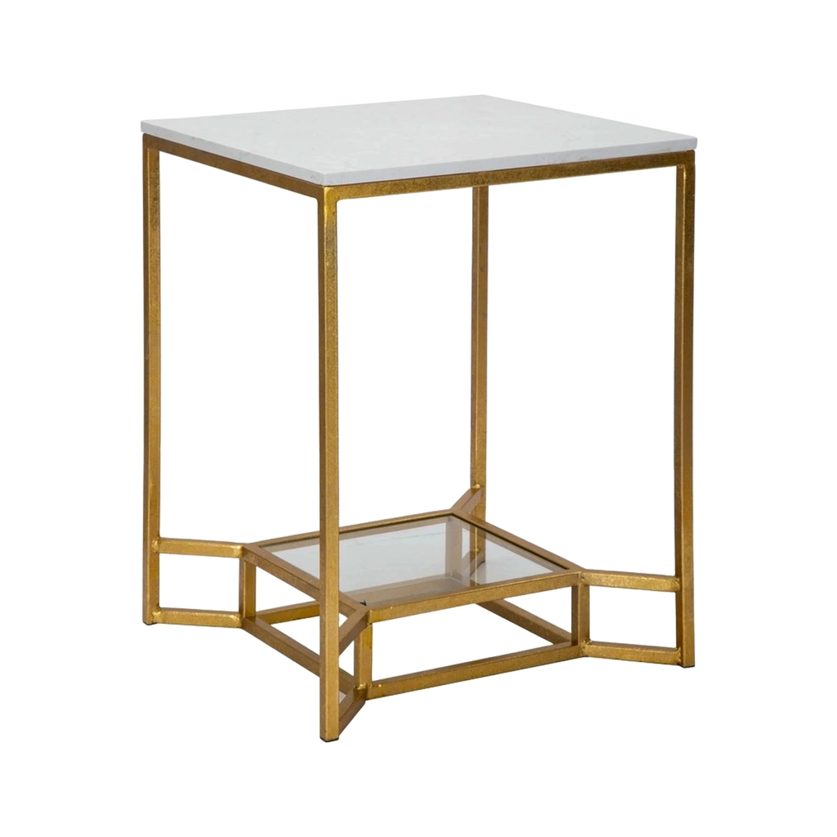 Double Marble Mauro Ferretti Coffee Table Gold Metal 47x47x60 cm — 1