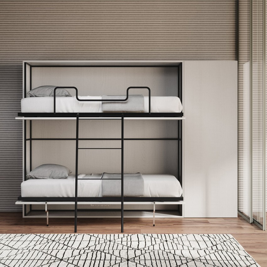 Foldaway Bunk Bed with Wardrobe Ash White Kando H Itamoby — 4