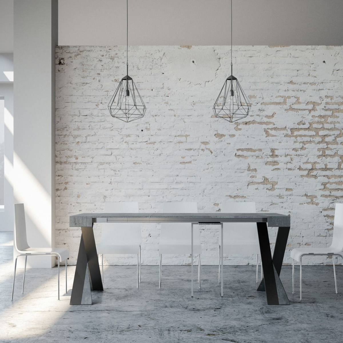 Diago Concrete Modern Extendable Console Table 90x40-300cm — 3