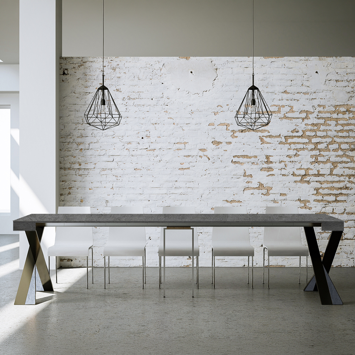 Diago Concrete Modern Extendable Console Table 90x40-300cm — 4