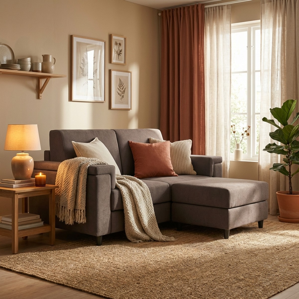 Modern 2 Seater Fabric Sofa 168cm with Ottoman Marrak 140P — 2