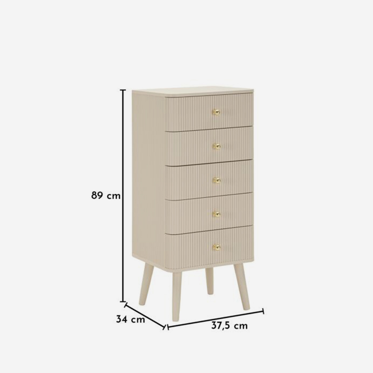 Shy Space-Saving Chest of Drawers in Legno with 5 Drawers — 6