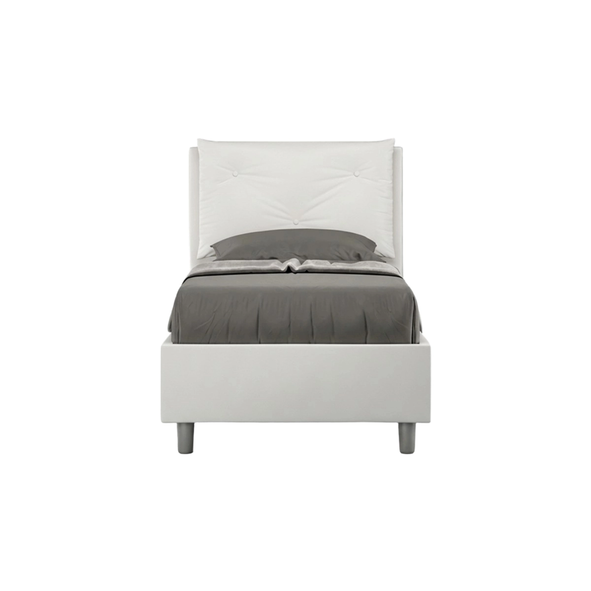 Single Storage Bed 80x190 Upholstered Headboard Cushion Appia S — 1