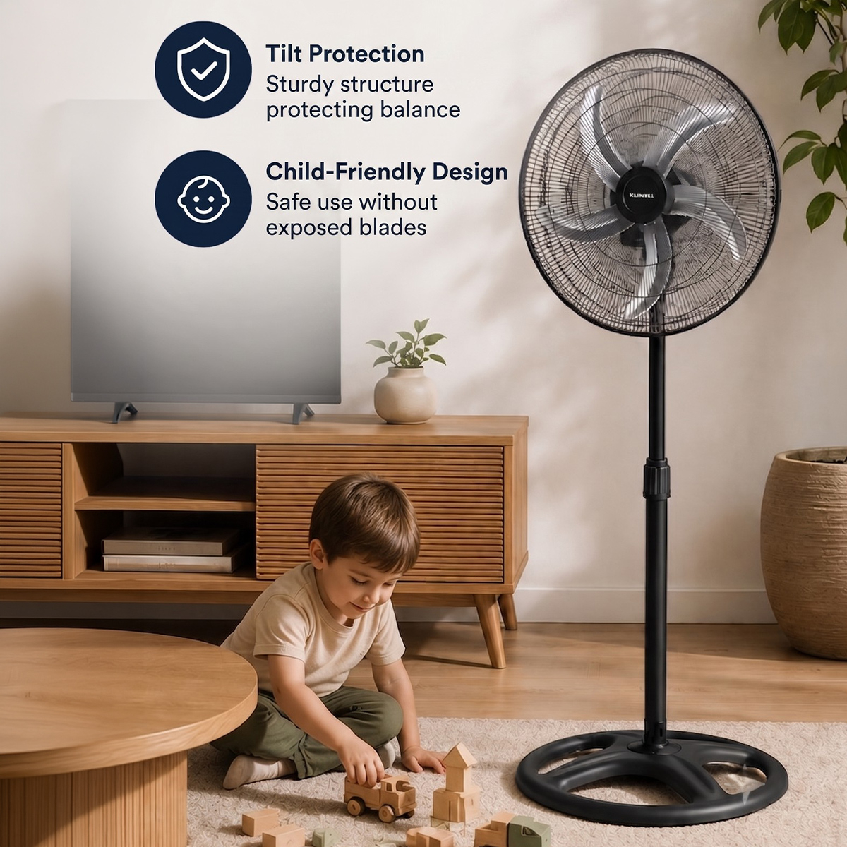 Ventilatore 3 in 1 con oscillazione e piantana Calven
