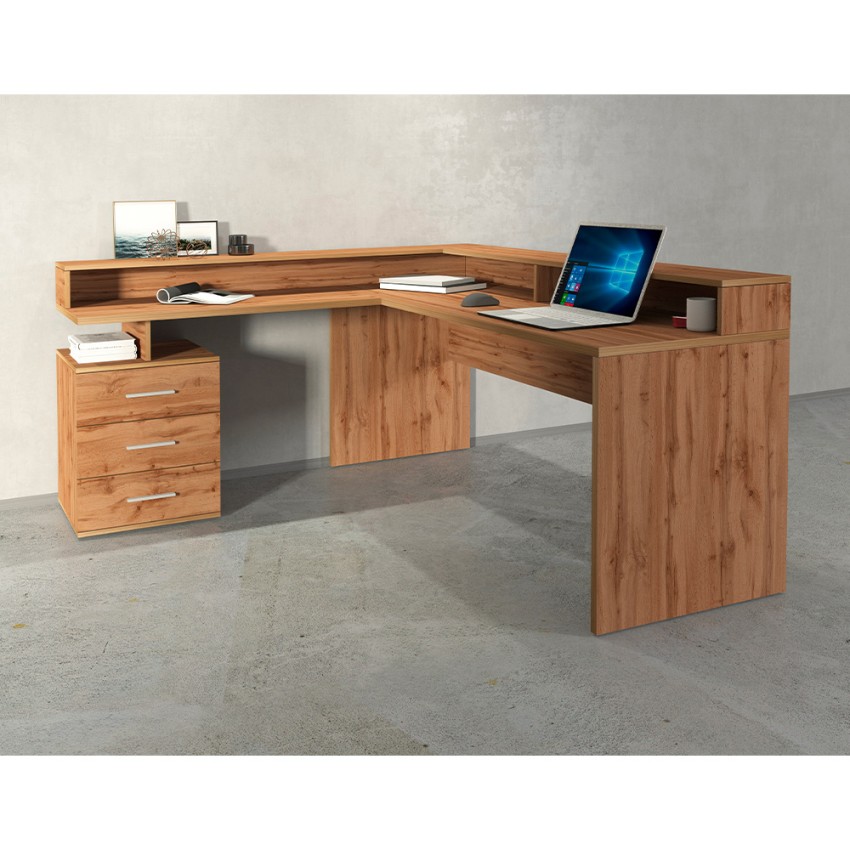 Corner Office Desk with 3 Drawers and Riser New Selina A-S Plus — 8