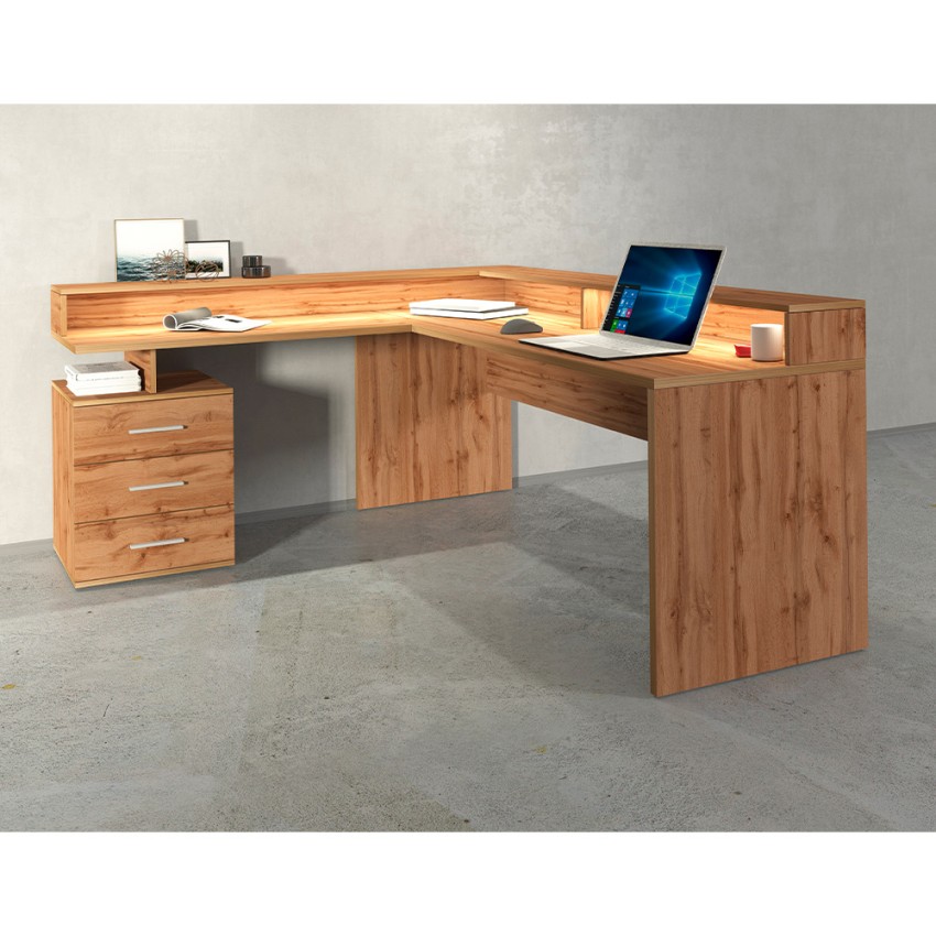 Corner Office Desk with 3 Drawers and Riser New Selina A-S Plus — 7