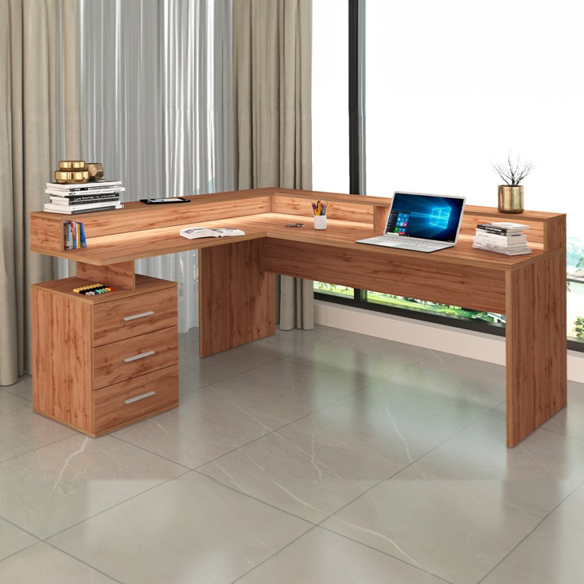 Corner Office Desk with 3 Drawers and Riser New Selina A-S Plus — 2