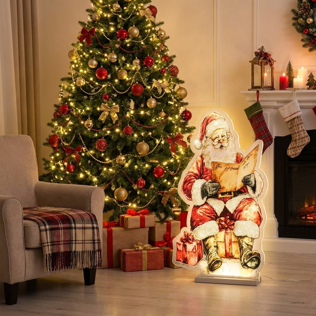 Decorazione Luminosa Santa 440 LED Multicolor H60 cm in Polietilene con Base MDF — 2