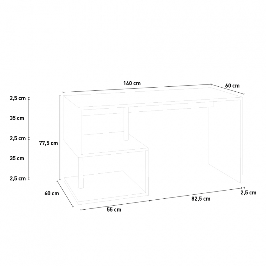 Modern White Office Desk 140x60 Bolg — 5