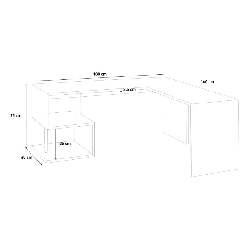 Corner office desk 160/180cm in Legno Vilnis WD Web Furniture — 10