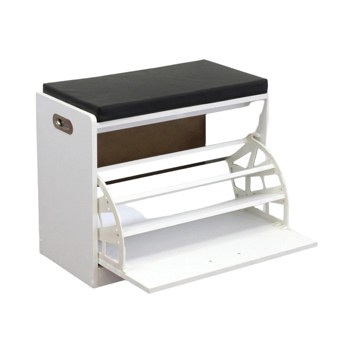 Jacklyn Wooden Space-Saving Shoe Cabinet with Padded Bench — 4