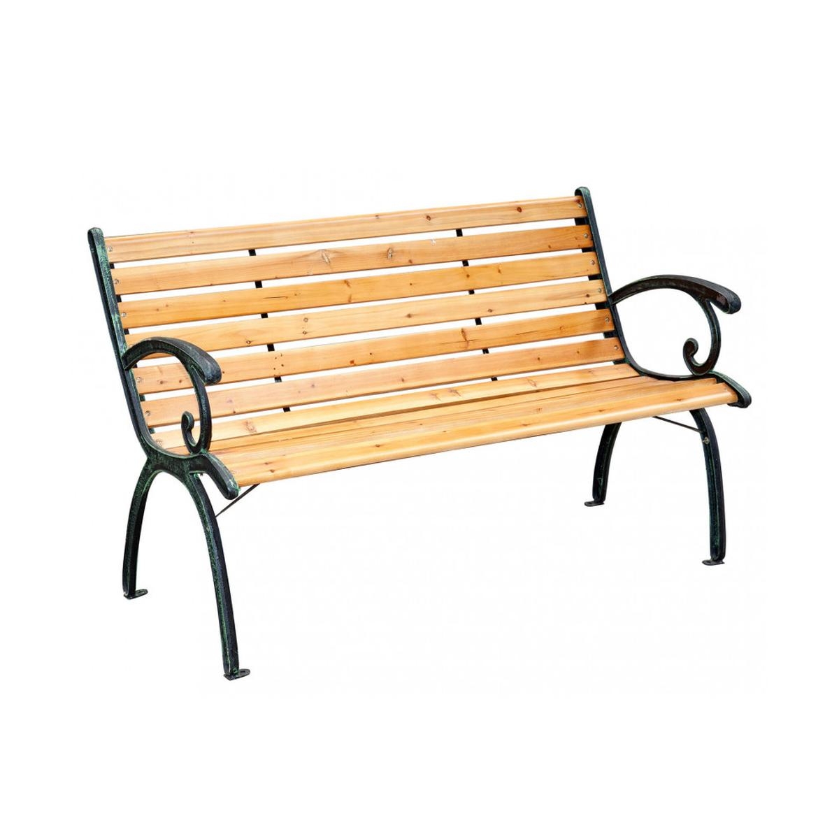 Real 2-Seater Garden Bench in Wood and Cast Iron — 1