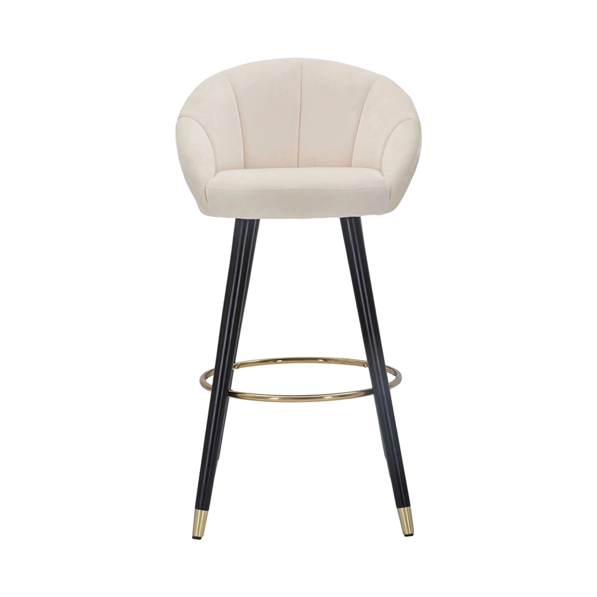 Bar & Kitchen Velvet Stool with Black Wooden Legs & Gold Accents h80cm Prague — 4